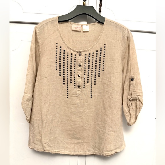 Coral Bay Tops - #7) Coral Bay Natural Linen Top